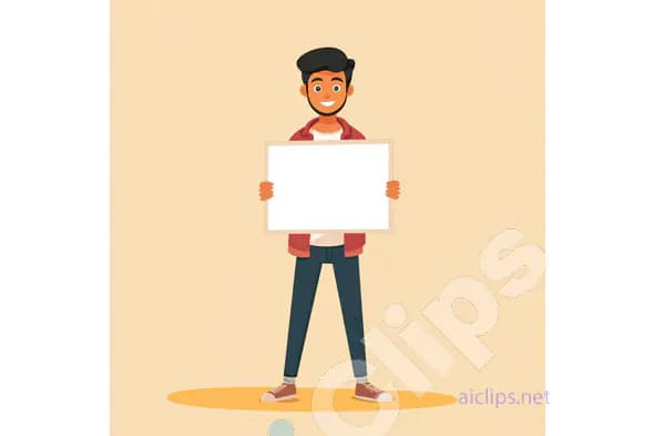 Young Man Holding Blank Sign