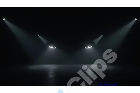 Minimalist Car Headlights in Darkness