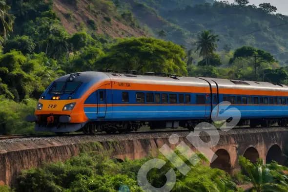 Modern Train in Lush Landscape