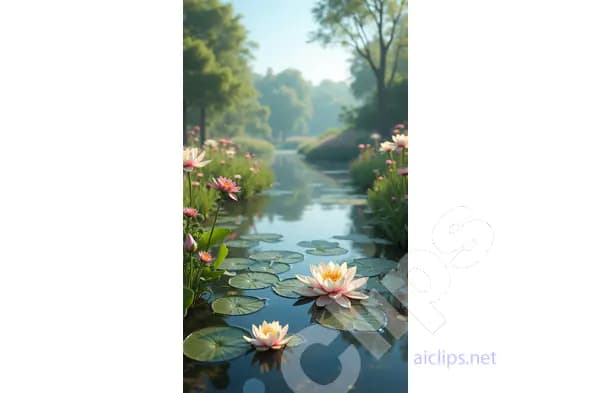 Serene Water Lilies in a Tranquil Pond