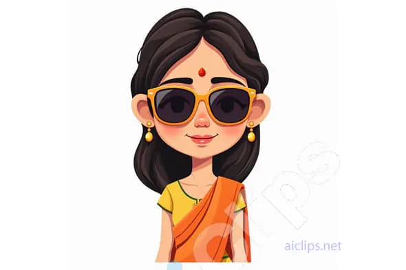 Indian Woman Avatar with Sunglasses - Traditional Meets Modern