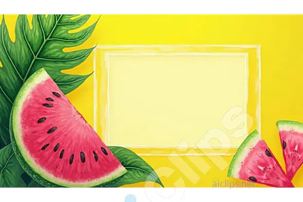 Tropical Watermelon and Leaf Summer Background