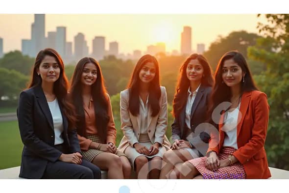 Indian Businesswomen Team Outdoor at Sunset