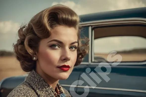 Retro Woman with Classic Car