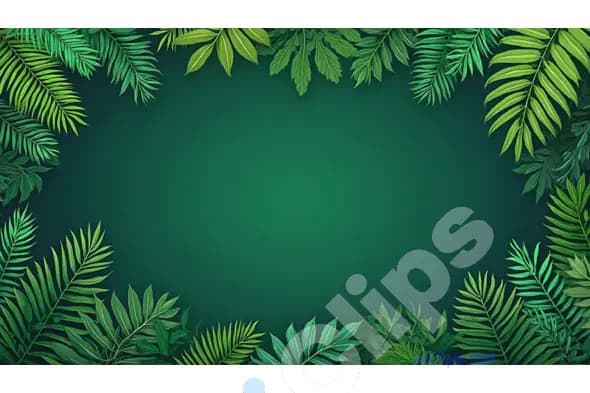 Tropical Leaf Frame Background - Dark Green