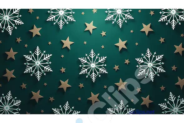 Festive Snowflakes and Golden Stars Background