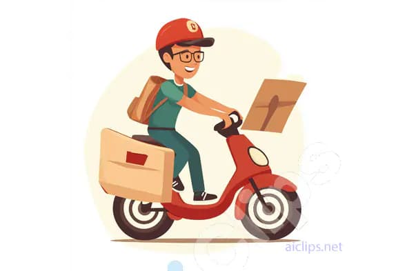 Smiling Delivery Rider on Red Scooter Illustration