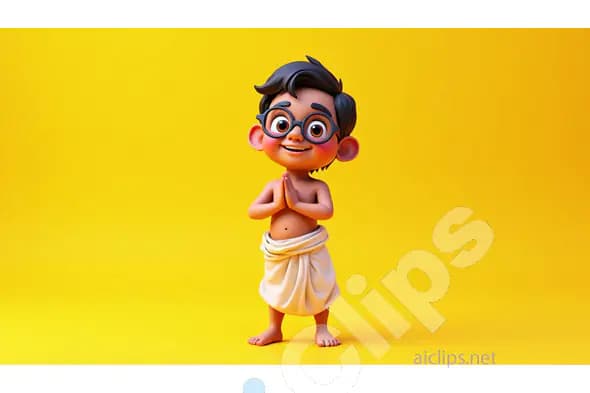 Cartoon Indian Boy in Traditional Dhoti with Namaste Gesture