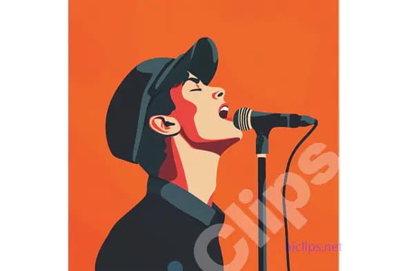 Singer Performing on Microphone Illustration