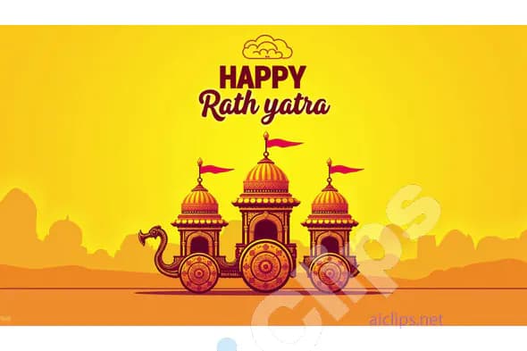 Happy Rath Yatra - Traditional Chariot Festival Illustration