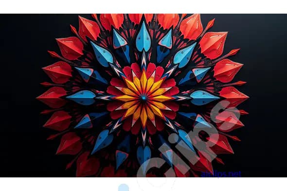 Vibrant Mandala Design with Red, Blue, and Yellow Petals