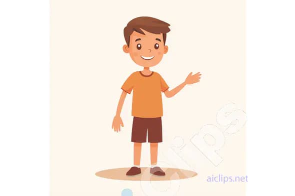 Cartoon Boy Waving