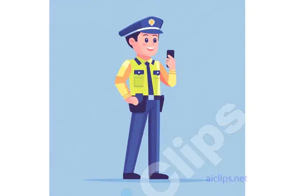 Smiling Police Officer with Radio