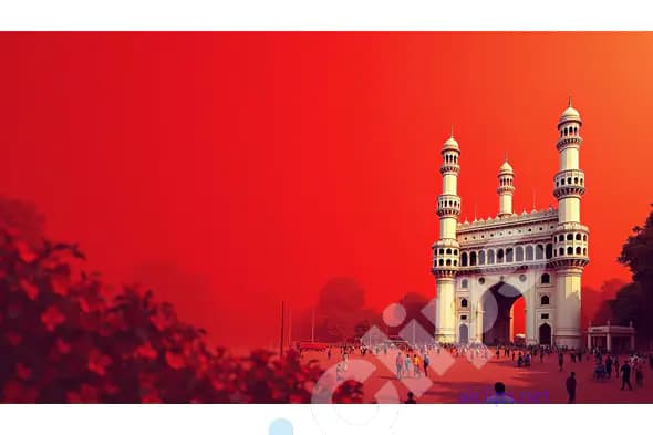 Iconic Charminar Against a Vibrant Red Backdrop