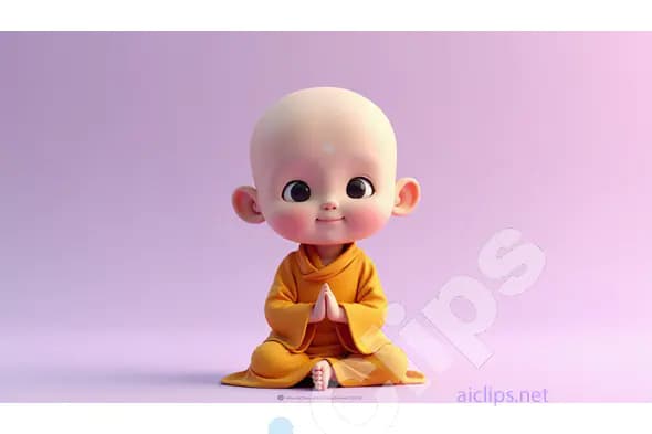 Adorable Baby Monk in Meditation Pose