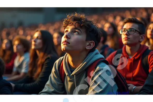 Focused Students in a Large Gathering