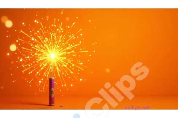 Sparkling Diwali Firecracker Burst on Orange Background