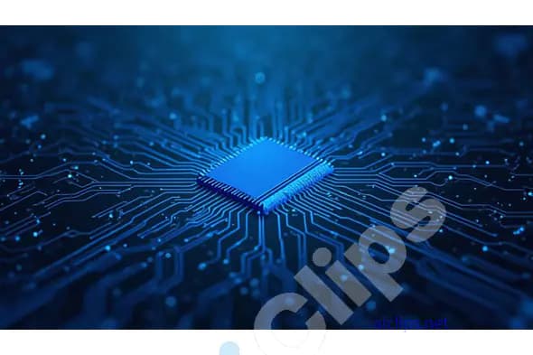 Blue Microchip Circuit Board Illustration