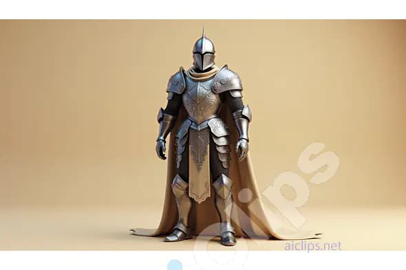 "3D Armored Knight Character in Detailed Plate Armor"