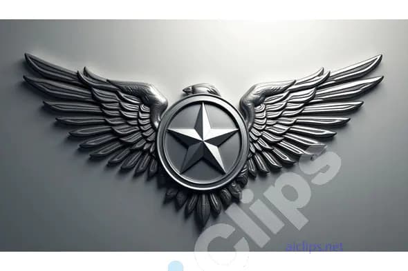Silver Winged Star Insignia on Matte Background