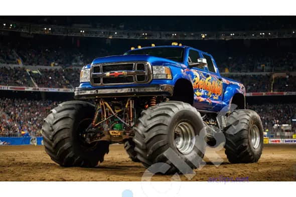 Blue Monster Truck in Action Arena