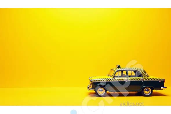 Iconic Indian Taxi on Yellow Background