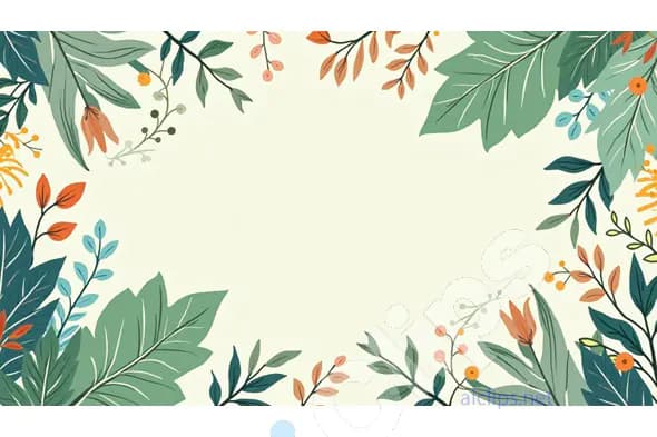 Floral Border Design with Pastel Leaf and Flower Elements