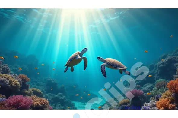 Tranquil Turtles in Coral Reef Paradise