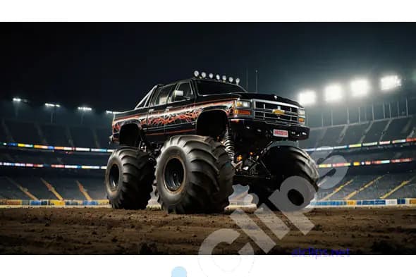Black Monster Truck in Arena
