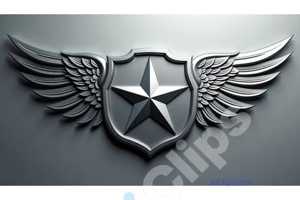 Metallic Winged Star Emblem on Dark Background