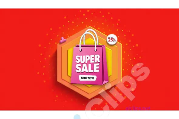 Vibrant Super Sale Banner - Up to 25% Off Promotion