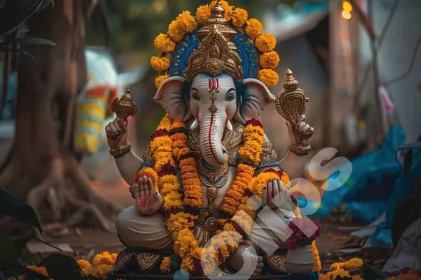 Floral Ganesha Idol
