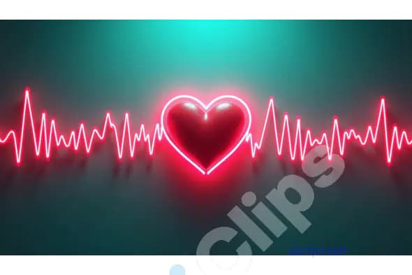Neon Heartbeat with Glowing Heart on Dark Background
