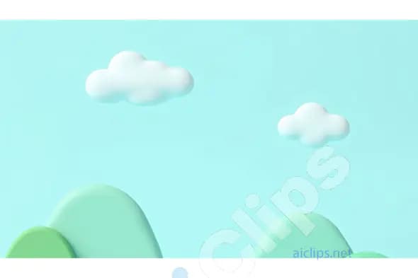 Minimalistic Pastel Landscape with Clouds