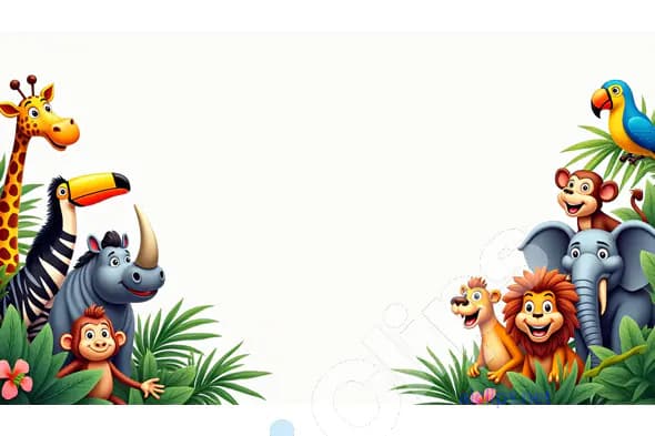 Jungle Animals Cartoon Frame for Kids