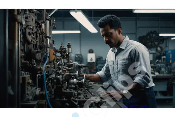 Focused Engineer Operating Industrial Machinery