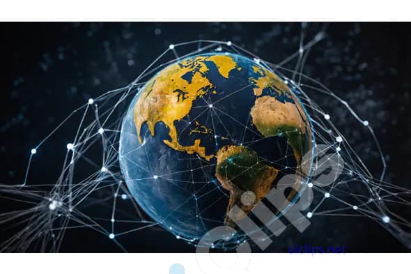 Global Network Connections - Earth in Digital Web