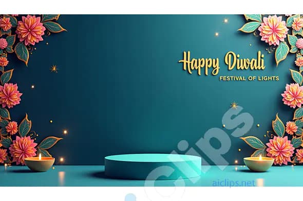 Elegant Diwali Floral Background with Diyas