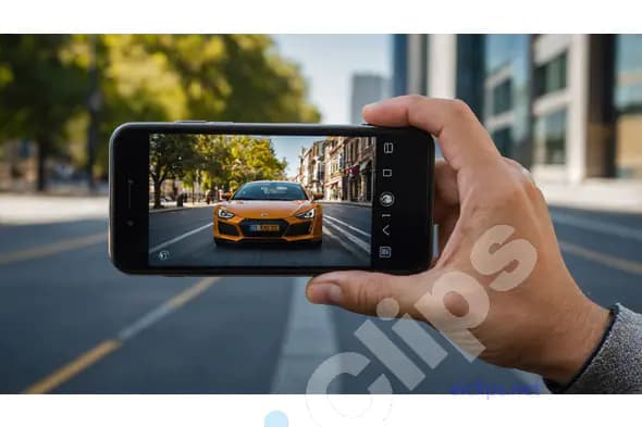 Smartphone Capturing Yellow Sports Car