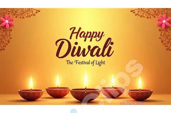 Happy Diwali - The Festival of Lights with Illuminated Diyas