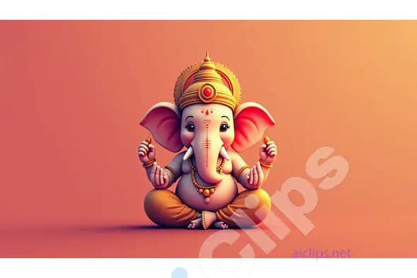 Cartoon Ganesha Illustration - Vibrant Hindu Deity Artwork