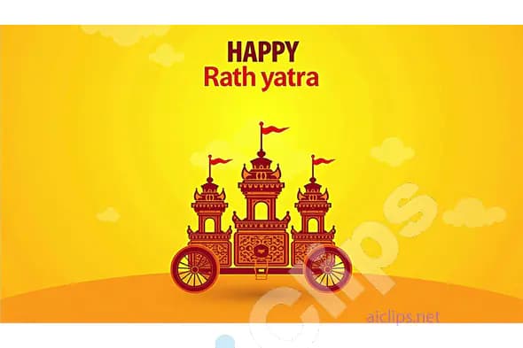 Happy Rath Yatra Festival Illustration - Traditional Chariot on Yellow Background