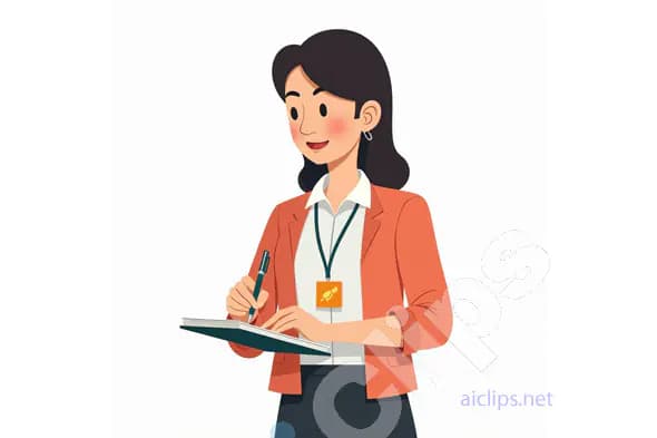 Female Office Professional Illustration - Taking Notes