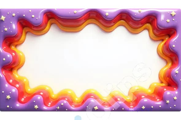 Vibrant Wavy Border with Star Accents - 3D Abstract Frame