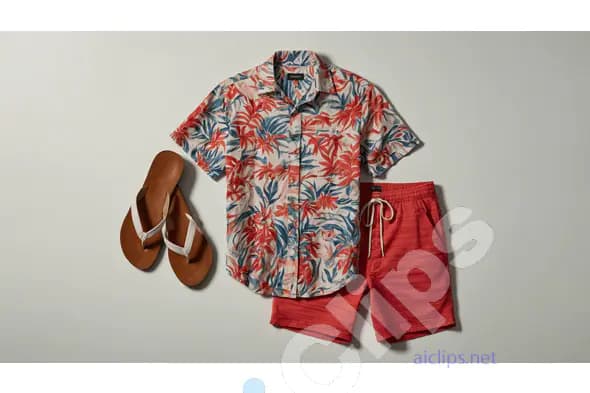 Tropical Summer Outfit with Floral Shirt and Shorts