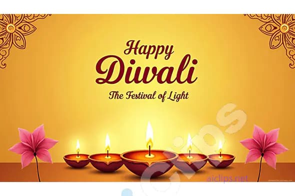 Happy Diwali - Glowing Diyas with Floral Accents