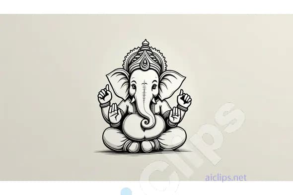 Minimalist Ganesha Line Art Illustration