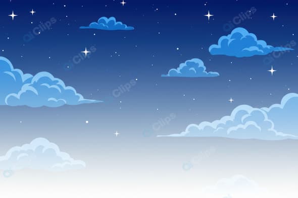 Night Sky with Clouds and Stars Illustration