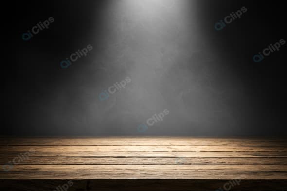 Empty Wooden Table with Spotlight