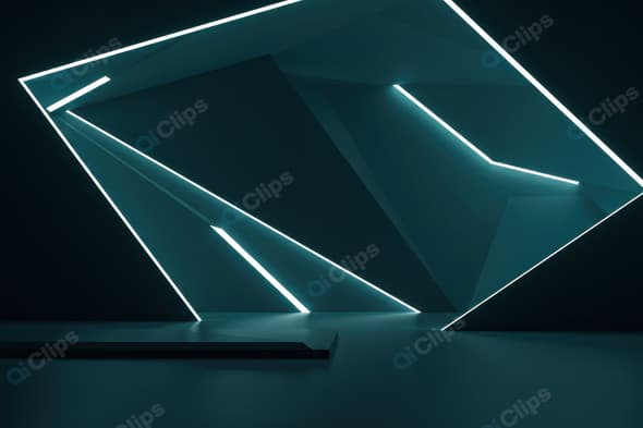 Futuristic Geometric Architecture with Neon Lighting